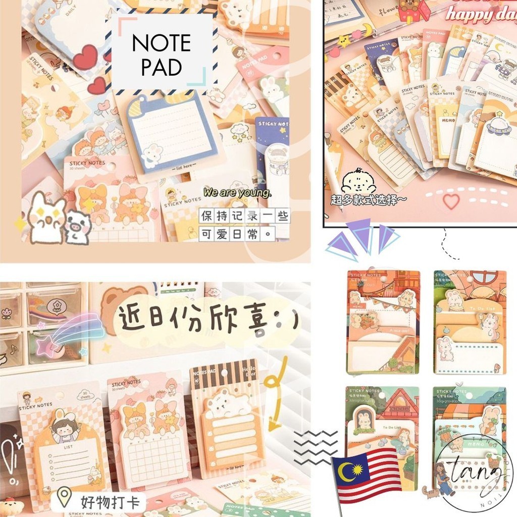 MY Stock-New Creative Lovely Cute Cartoon Sticky Notes Sticker Marker ...