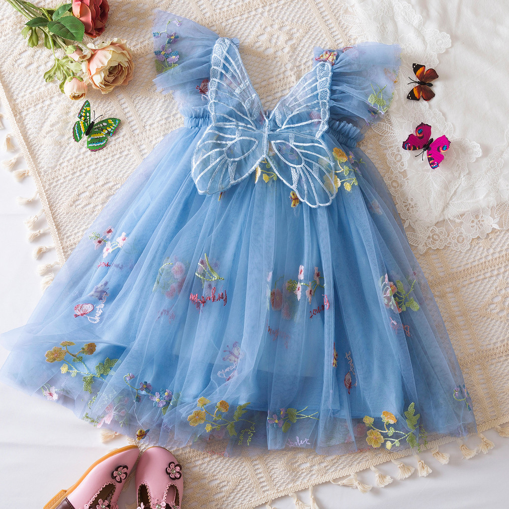IDOPIP Flower Girl Sequins Bowknot Butterfly Tutu Dress For Kids Baby Christening Baptism Communion Birthday Party Dress Toddler Princess Pageant Wedding Gown With Headwear Pink Butterfly 3-4 Years