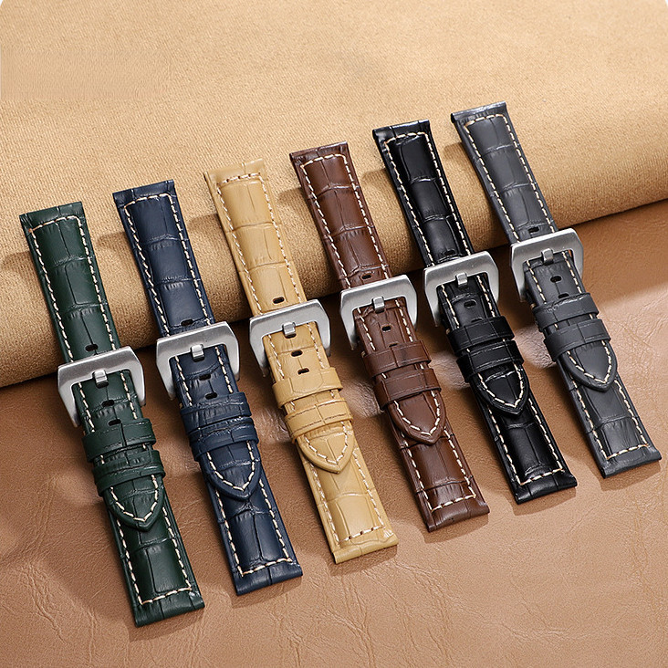 Bamboo Pattern Genuine Leather Watch Strap 20mm 22mm 24mm 26mm Leather ...
