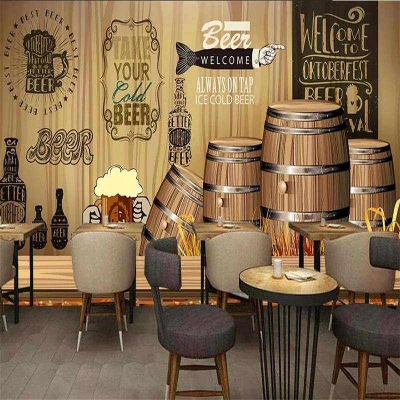 Custom Personalized Wood Board Retro Brewing Barrel 3d Photo Mural ...