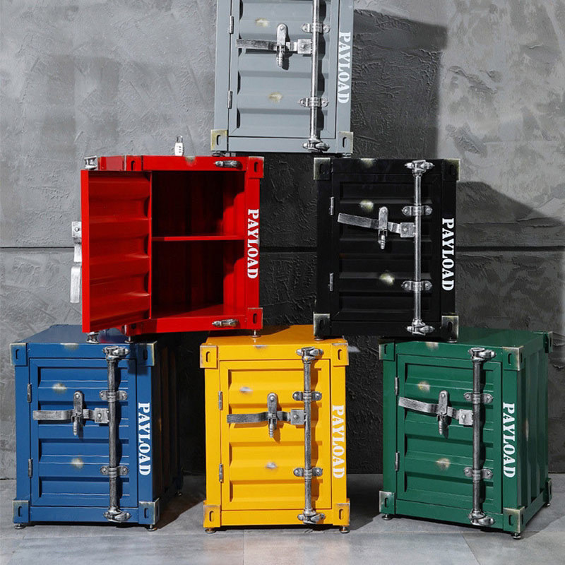 Industrial Style Container Bedside Table Locker Retro Distressed ...