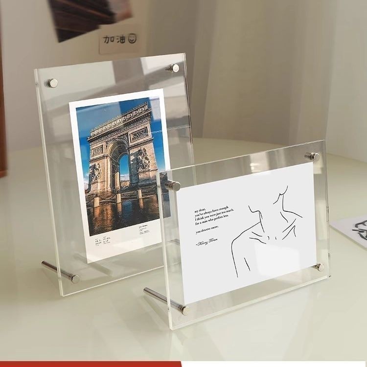 Acrylic Photo Frame Display Stand 6inch Transparent Crystal Wall ...