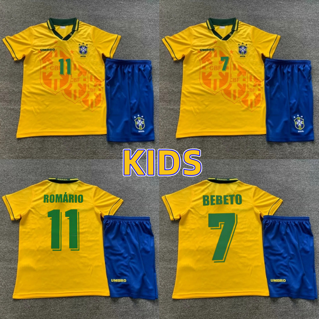 1993 1994 Retro Brazil KIDS KIT Home soccer Jersey 93 94 | Shopee Malaysia