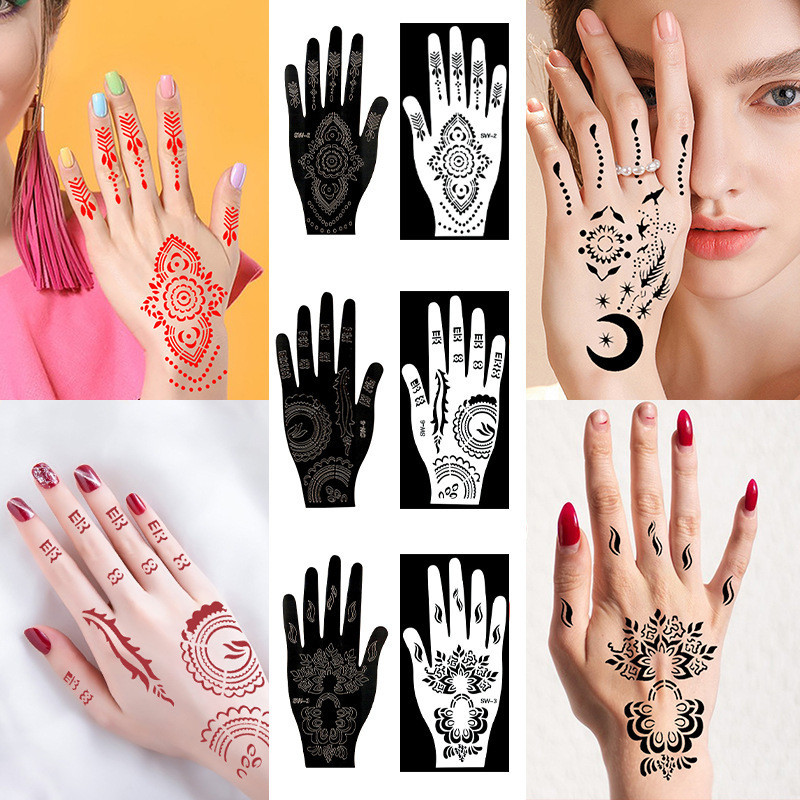 DIY Flower Hand Drawn Tattoo Template Indian Henna Cream Paste Henna ...