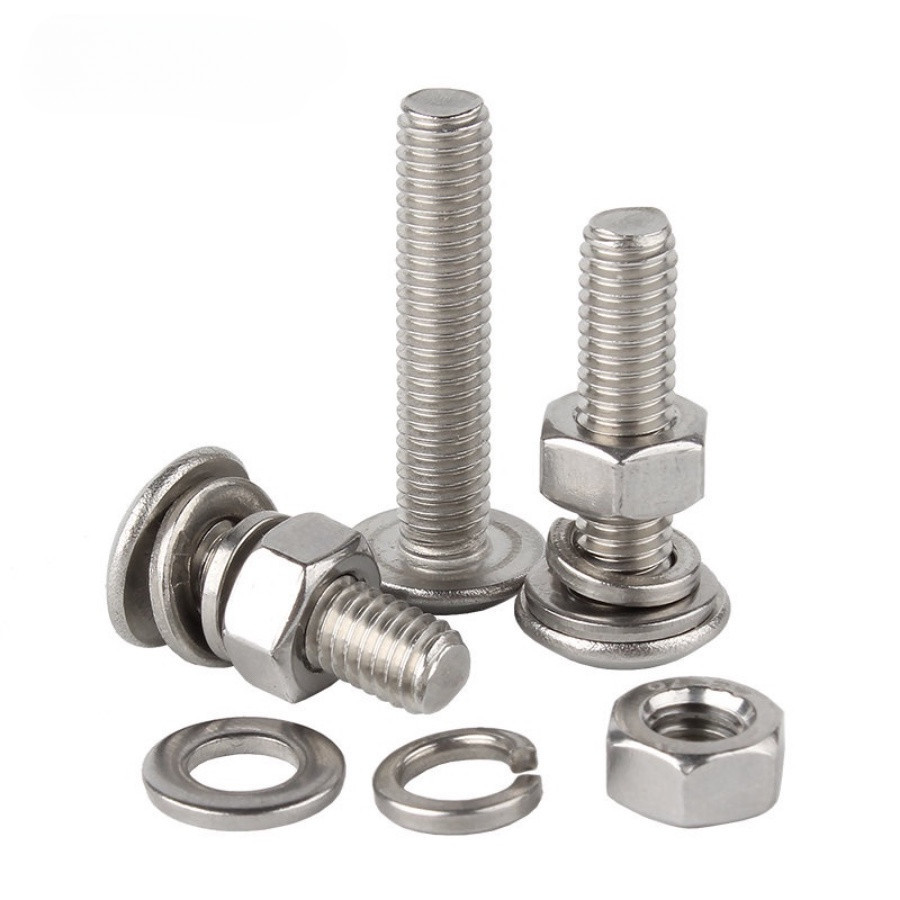 [KZS] 304 Stainless Steel Round Head Screw Nut Washer Combination Set Phillips Large Flat Head