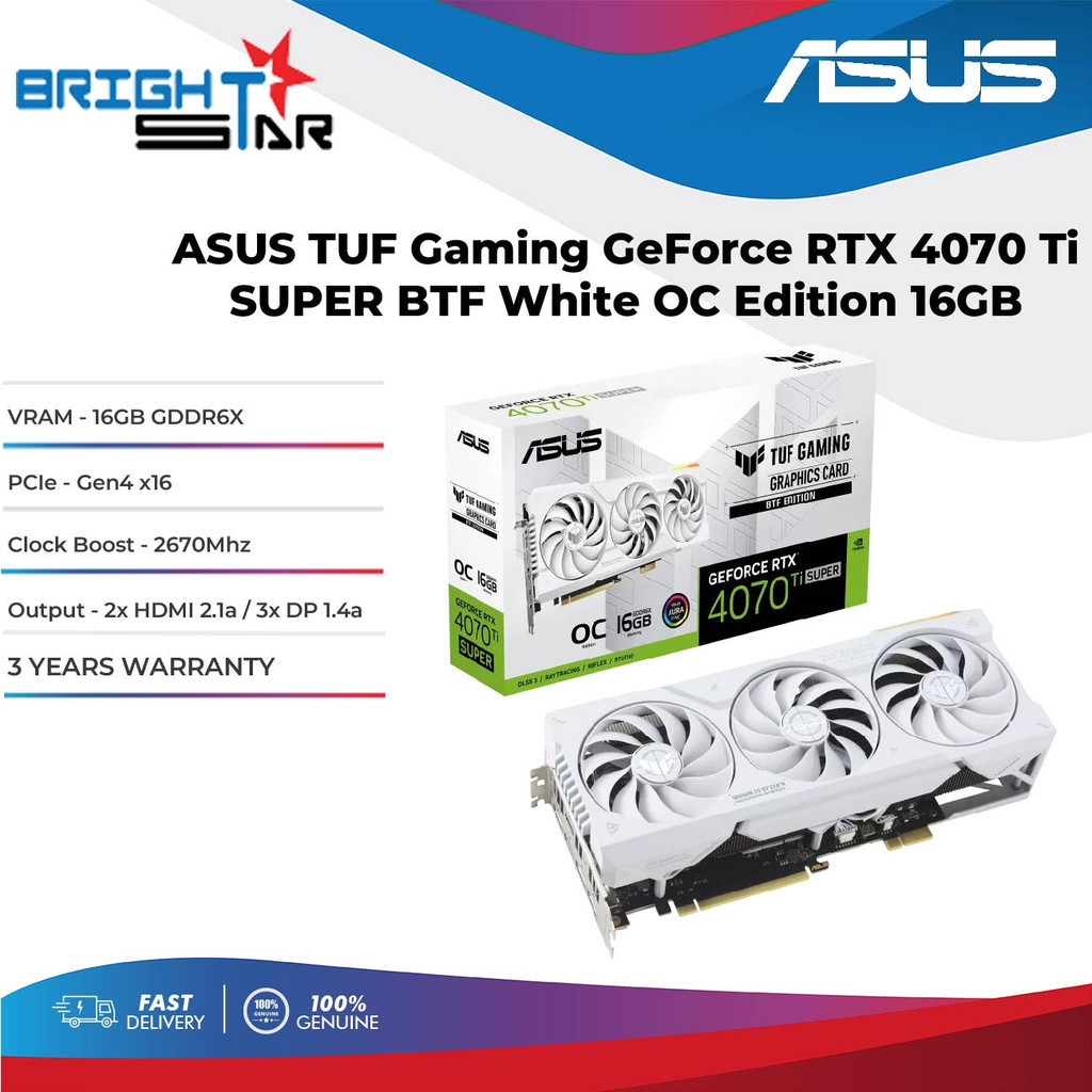 ASUS TUF Gaming GeForce RTX 4070 Ti SUPER BTF White OC Edition 16GB ...