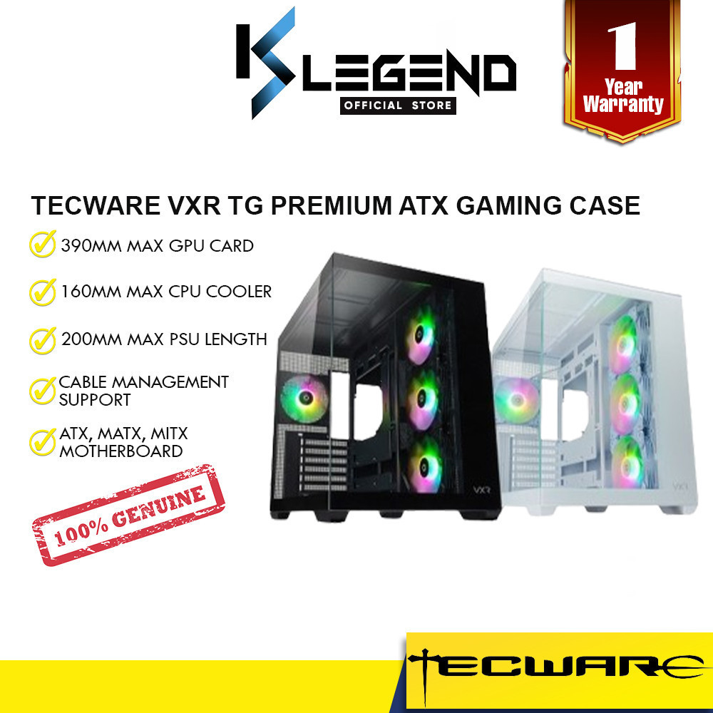 Tecware Vxr Tg Premium Atx Gaming Case Black White Tecware Vxl