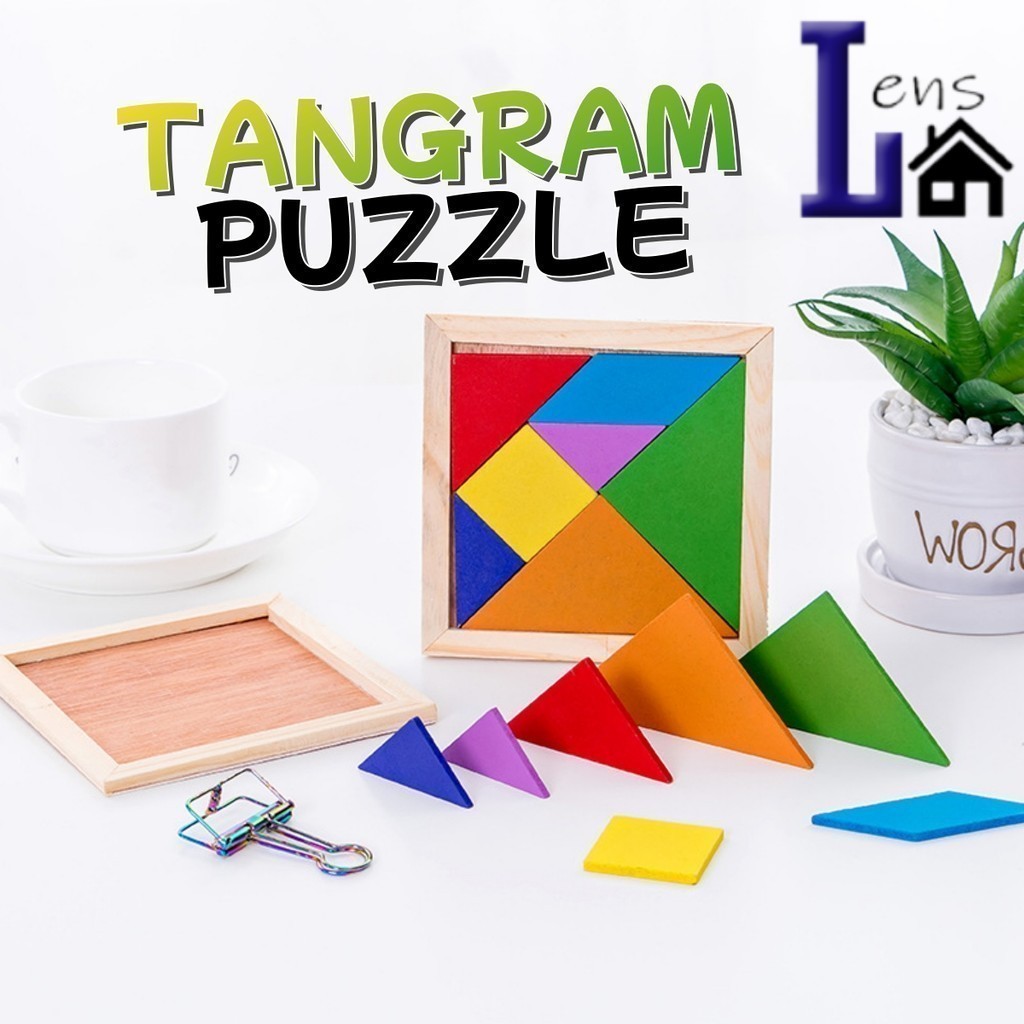 Kids Colorful 7 PCS Wooden Tangram Puzzle Jigsaw Puzzles Children Early ...