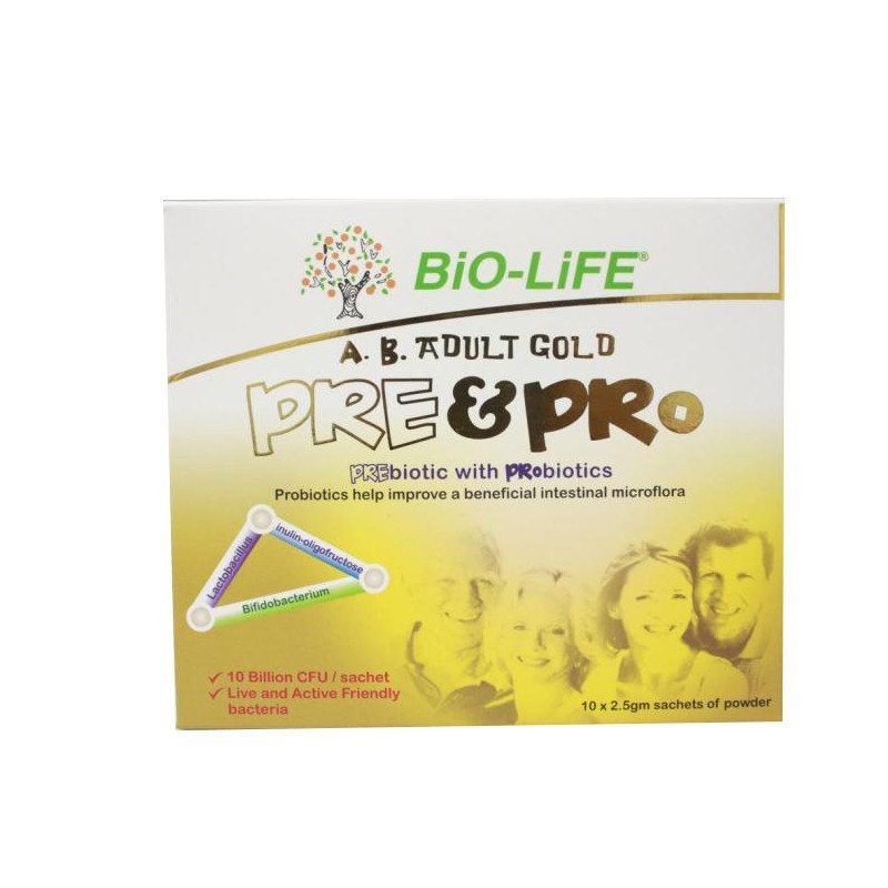 BIO-LIFE A.B.ADULT GOLD PRE & PRO [10'S X 2.5G POWDER] (EXP:11/2024 ...