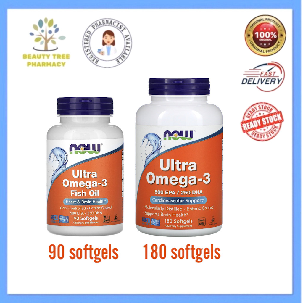 Now Foods Ultra Omega-3 500 EPA / 250 DHA 90 / 180 Softgels | Shopee ...