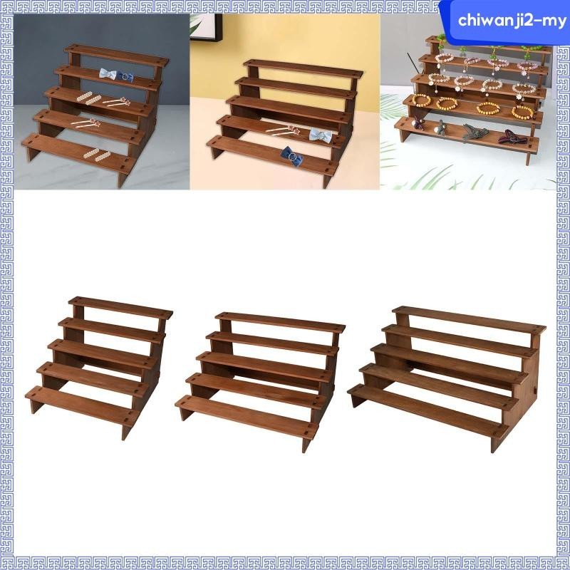[ChiwanjibaMY] Wooden Display Riser Rack 5 Tier Cupcake Stand Ladder ...