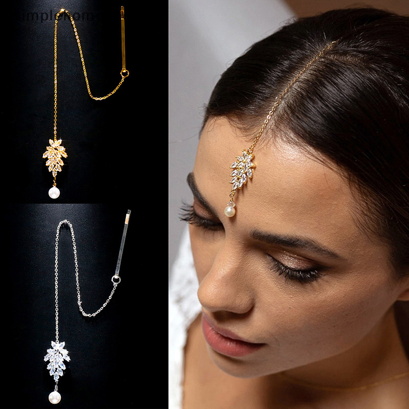 SLMY Fashion Elegant Zircon Forehead Chain Headpiece Wedding ...