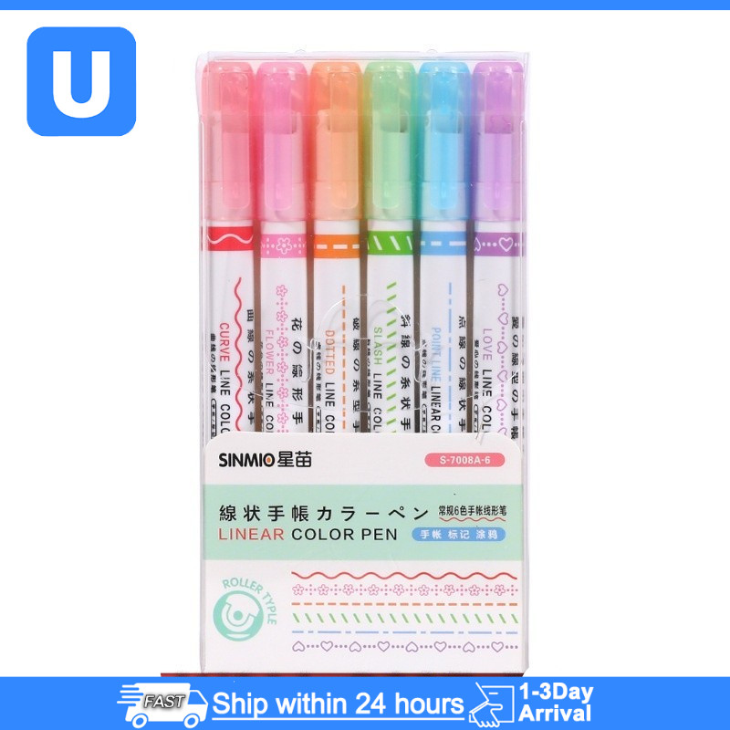 Soft color pen Flower Outline Pen Hand Account Pen Double Line Wave ...