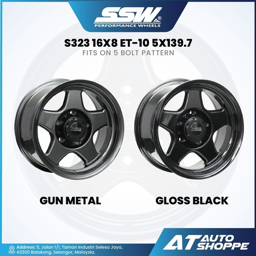 SSW Wheels S323 Gun Metal/ Gloss Black 16x8 ET-10 5x139.7 (1 Piece ...
