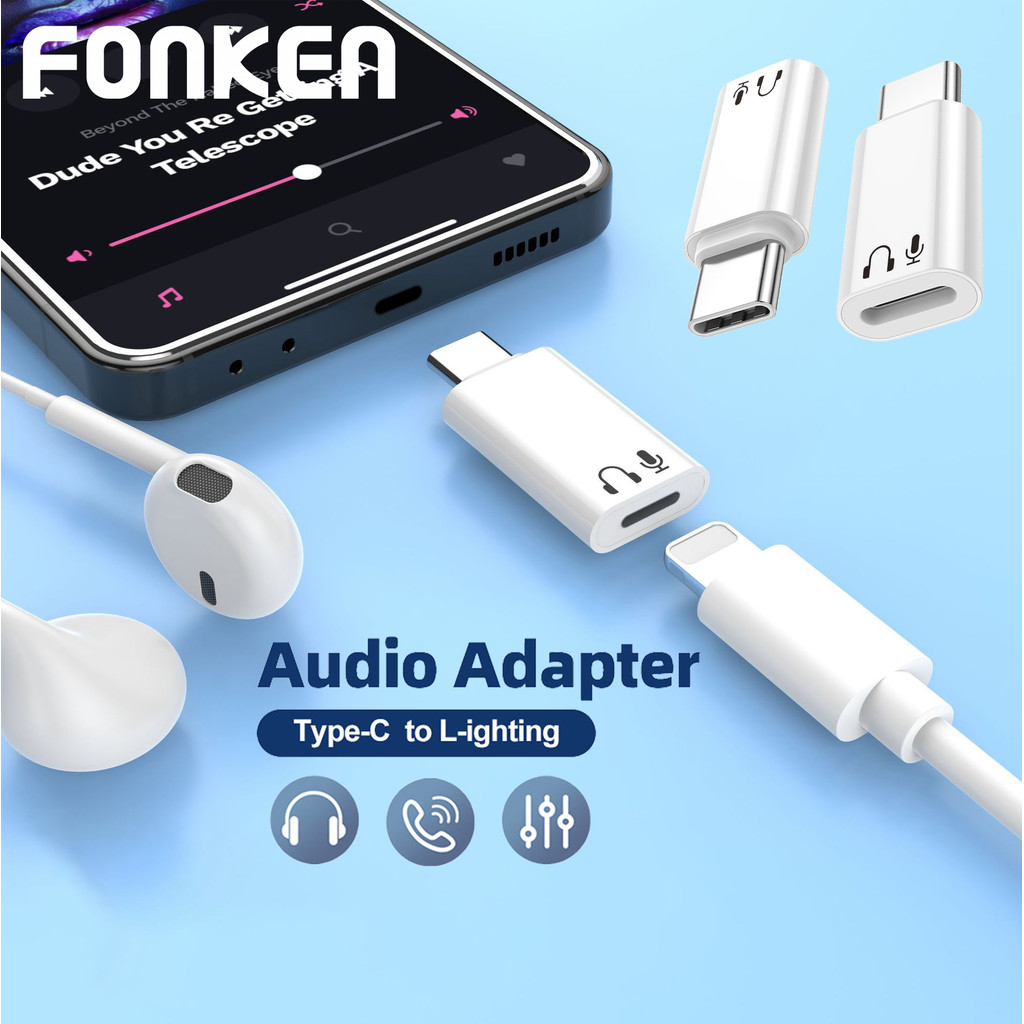 Fonken Type C to IOS Earphone Adapter IOS Headset Converter Charging ...