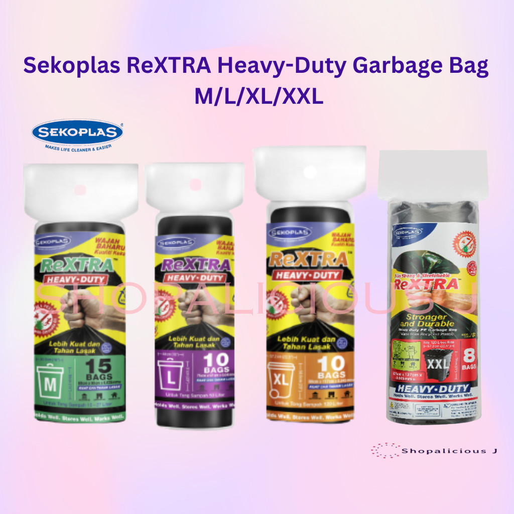Sekoplas Heavy-Duty ReXTRA LDPE Garbage Bag/Rubbish Bag/Plastik Sampah ...