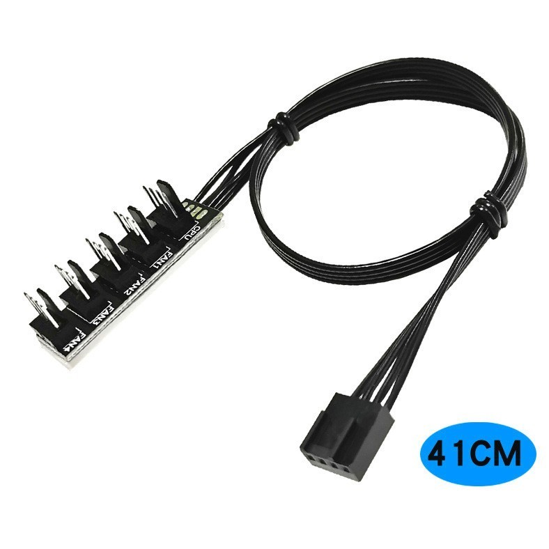 PC-ventilatorhub, 5-poorts PC 4-pins PWM CPU-ventilator splitter hub-adapter Gevlochten kabel, 1 aansluiting voor 5-pluggen ventilatorhub Ontwikkeld voor liefhebbers die meerdere systeemventilatoren moeten bedienen