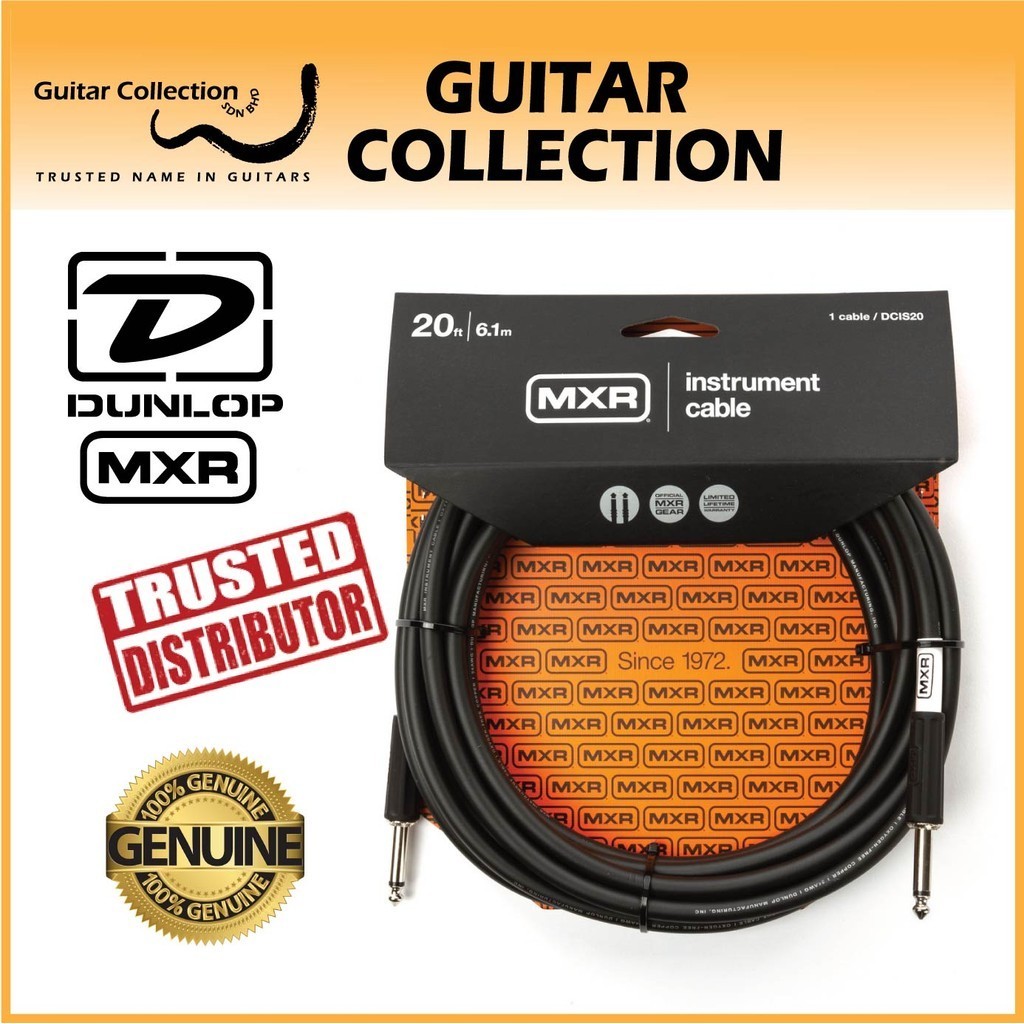Jim Dunlop MXR DCIS20 Instrument Guitar Cable | Mono | 20ft (6.1m ...