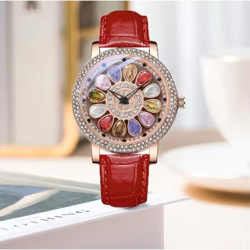Female Quartz Analog Colorful Diamond Watches Luxury Starry Women's ...