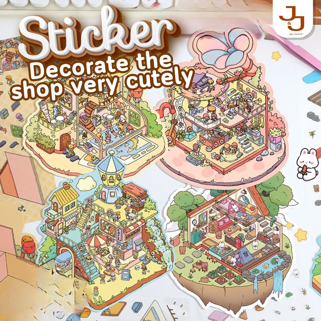 Cute Journal Stickers 3D Three-Dimensional Cartoon Stickers Storage ...
