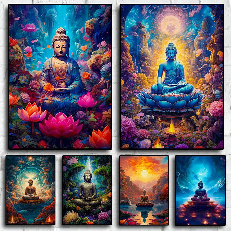 Zen Buddha Canvas Design Art Meditating Buddha Painting Home Wall ...