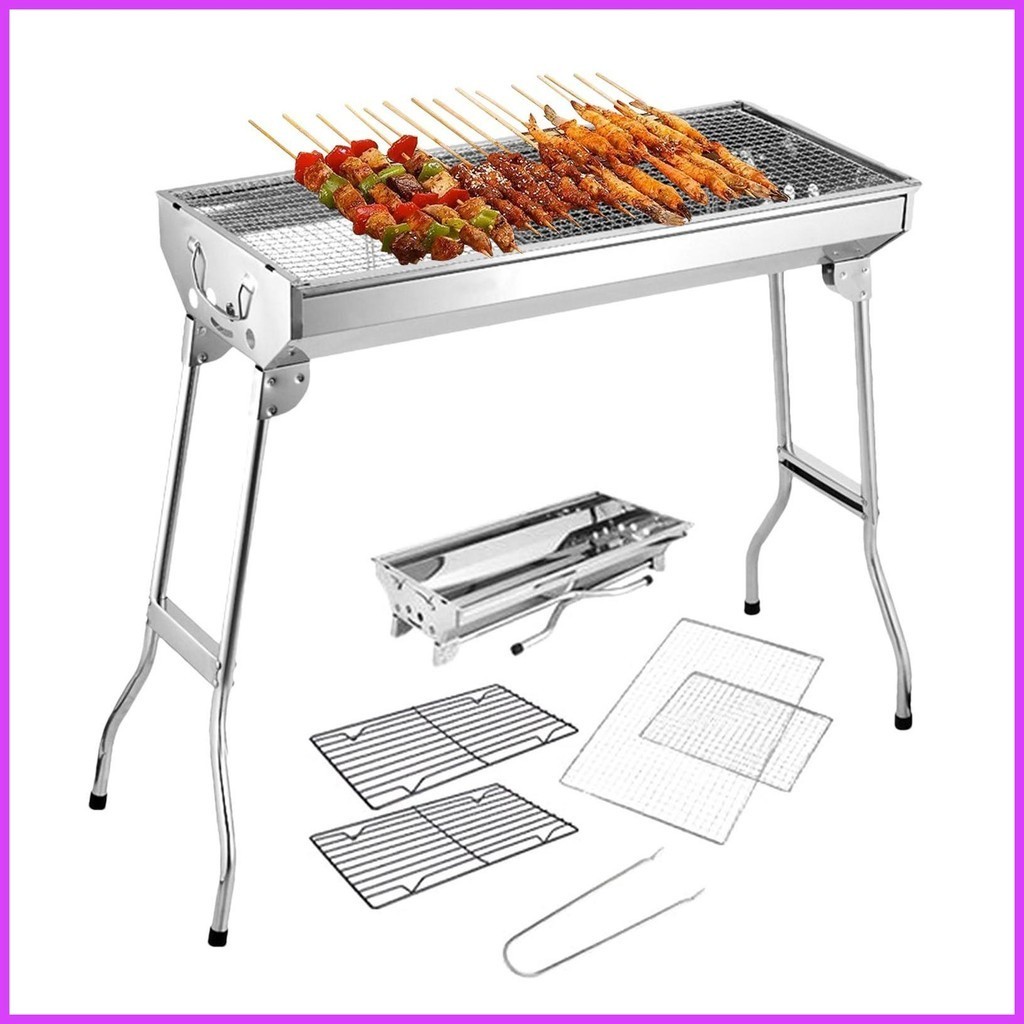 Stainless Steel Charcoal Grill Camping Charcoal Grill Folding Charcoal ...