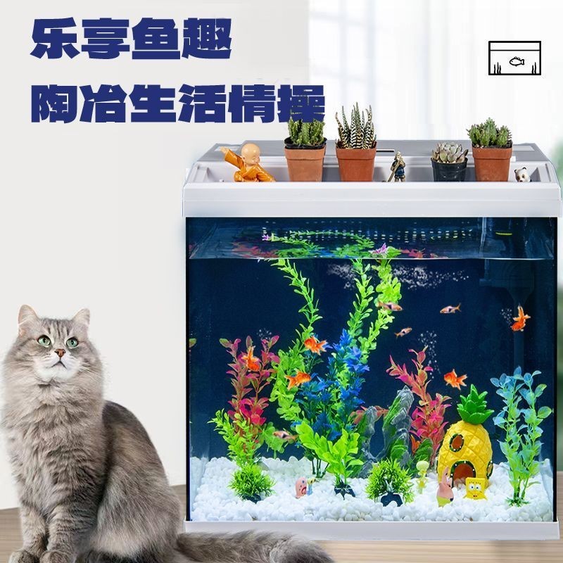Image showcasing Fish Tank Water-Free Living Room Goldfish Tank Household Lazy Desktop ...