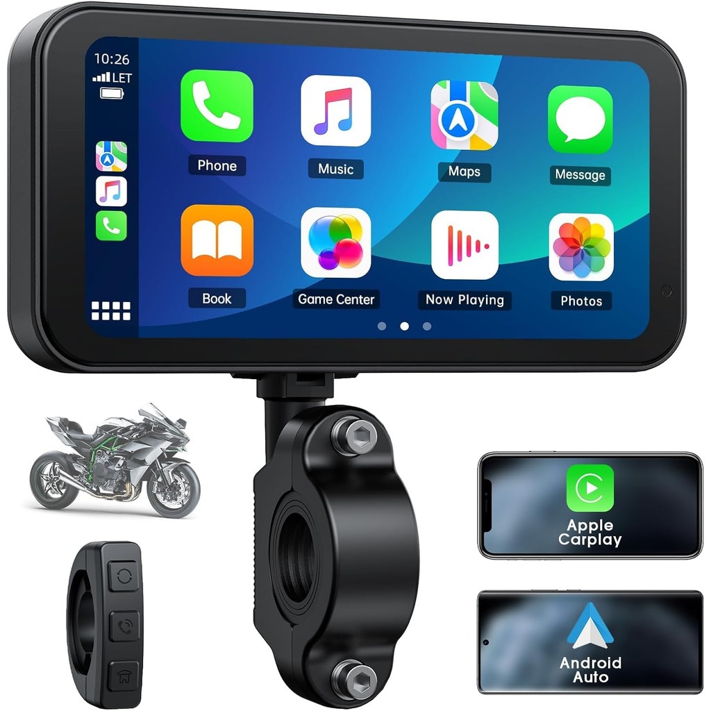 LAMTTO Motorcycle Carplay Screen Wireless Apple CarPlay & Android Auto ...