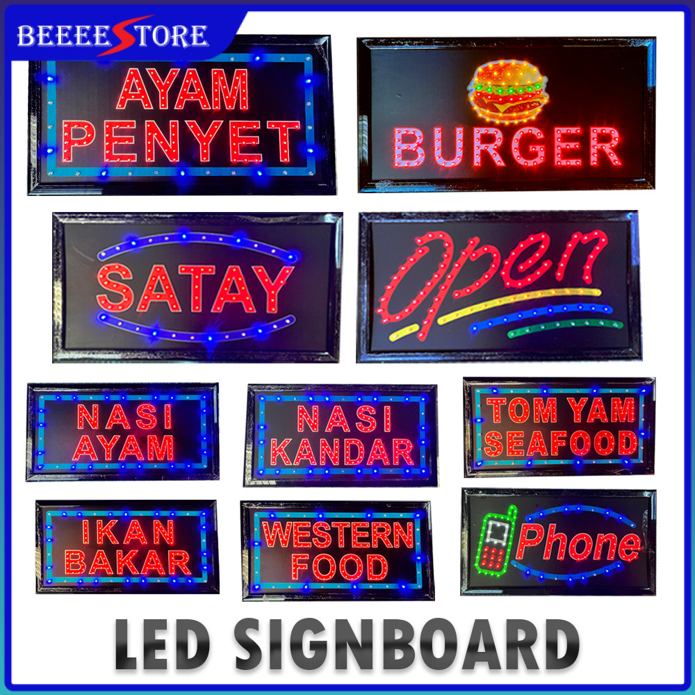 LED Signboard Display Light Day & Night 48x25CM TOMYAM SEAFOOD/SATAY ...