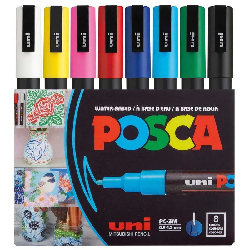 Uni PC-3M 8 Colors Set POSCA Paint Marker Pen Acrylic Water-based Art ...