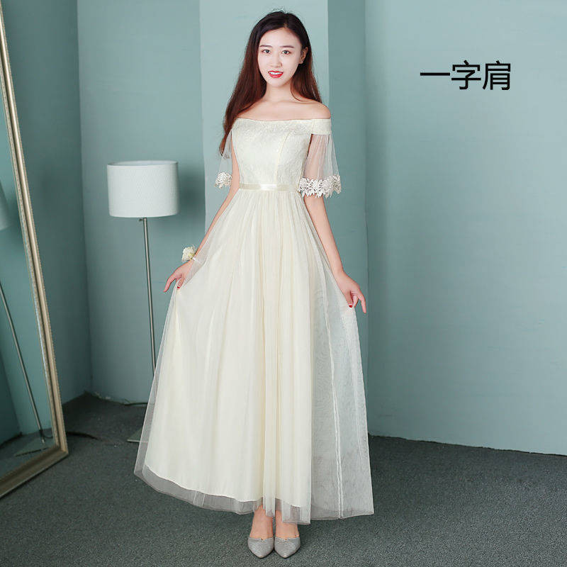 Ready Stock Bridesmaid Dinner Gown Maxi baju pengantin perempuan perkahwinan Bridesmaid dress long 2019 new Korean version of the sister group slim slim slim slim bride toast Shopee Malaysia