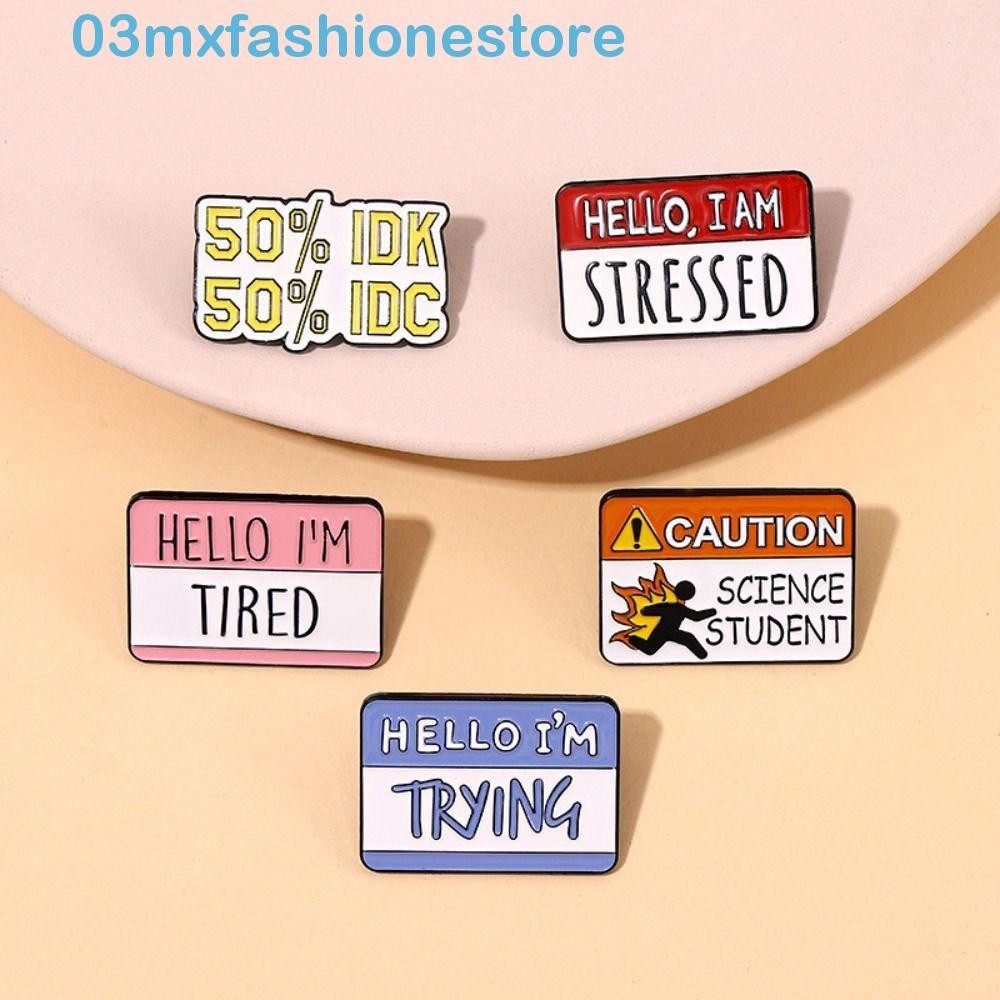 MXFASHIONE English Phrase Brooch, Hello, I'm Stressed 50%IDK Dialog ...