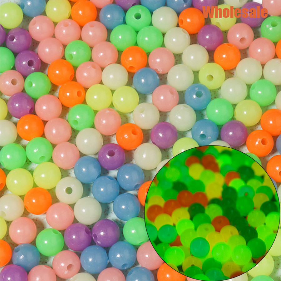50pcs 6mm/8mm/10mm Luminous Acrylic Beads Round Candy Color DIY ...