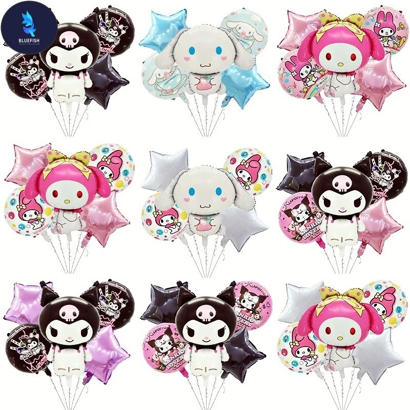 BF 5pcs Sanrio Kuromi Theme Helium Foil Balloons Party Decorations ...