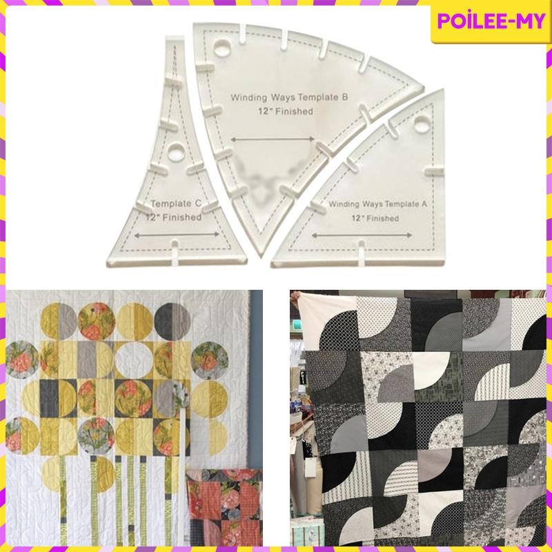 [PoileeMY] 3Pcs Quick Curve Quilt Quilting Rulers Cutting Patterns Hand ...