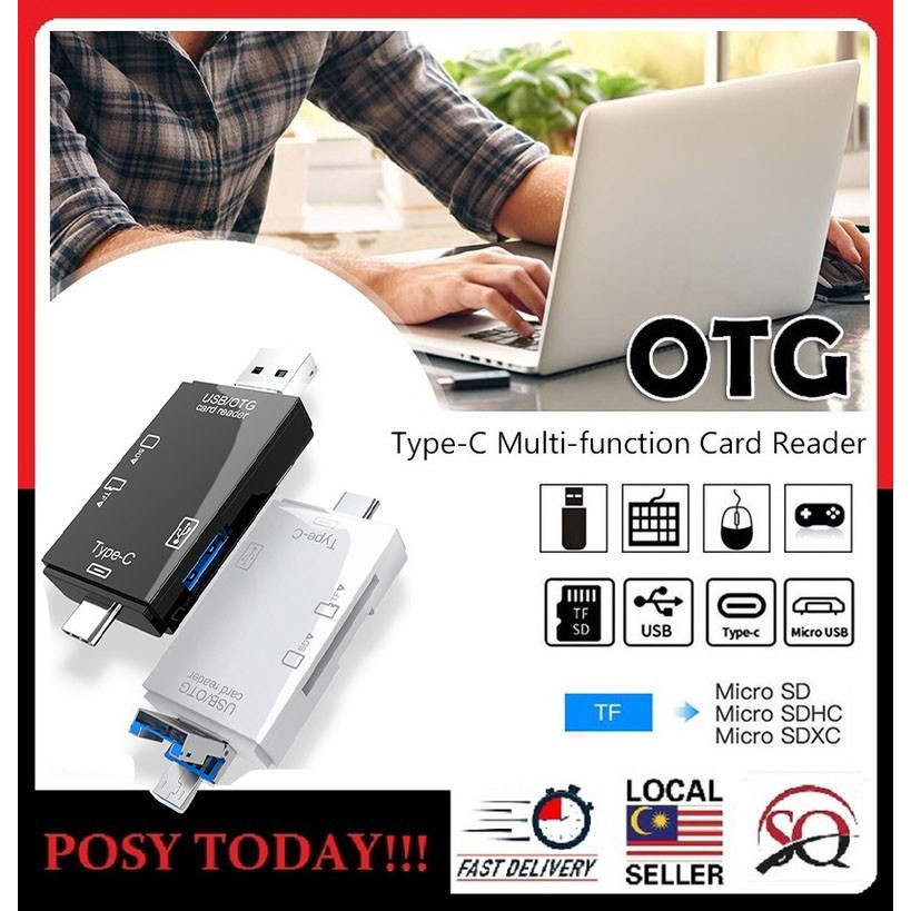 Type C & Micro USB & USB 6 In 1 High-speed Universal OTG TF Card Reader ...