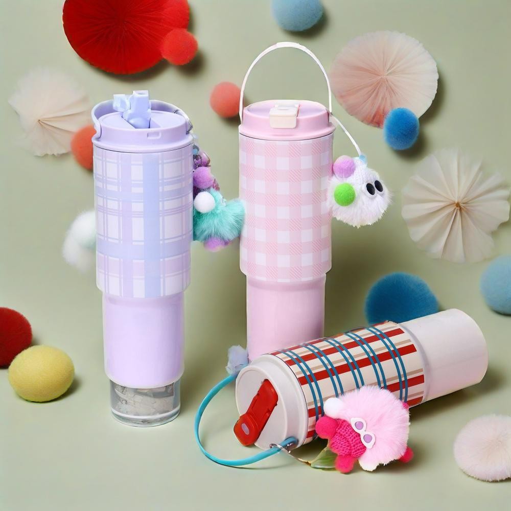 Tumbler with Straw 304 Stainless Steel Thermos Cup Creative Lattice ...