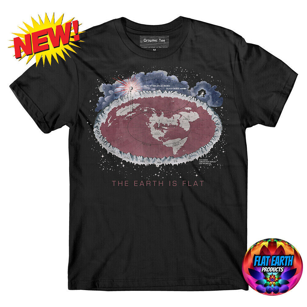 Quena Flat Earth Map T-Shirt Earth Is Flat Firmament NASA Lies World Order Size L 127904635 - Foto 11