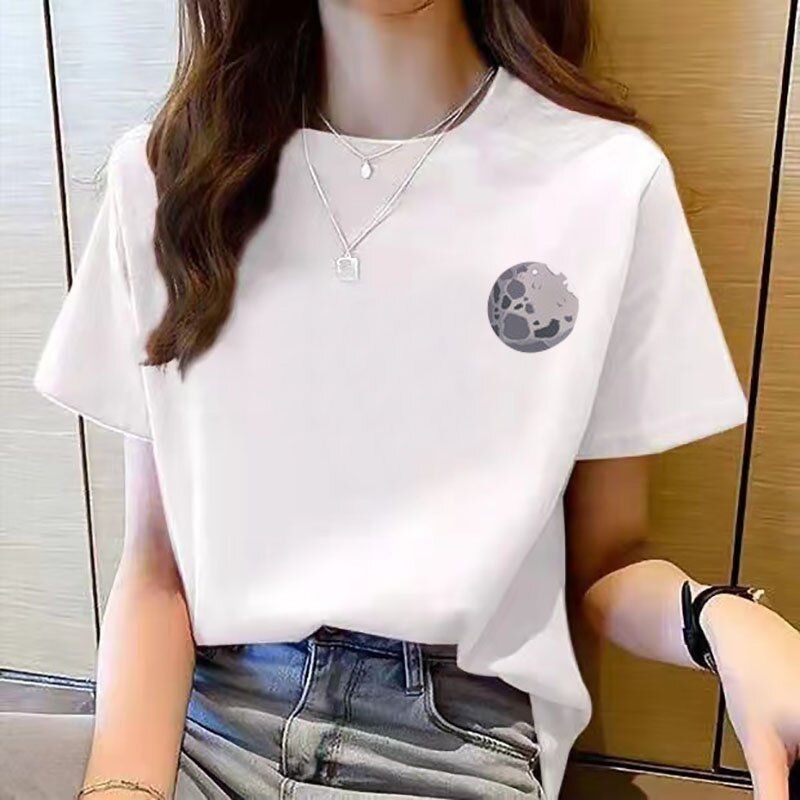 The Latest Short-Sleeved T-Shirt Women's White Loose ins Trend Top ...