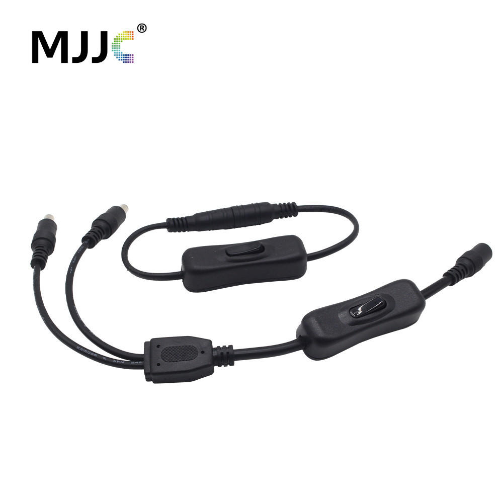 Black 1 to 2 Inline 304 Switch ON/OFF with DC 5.5*2.1mm Male Female ...