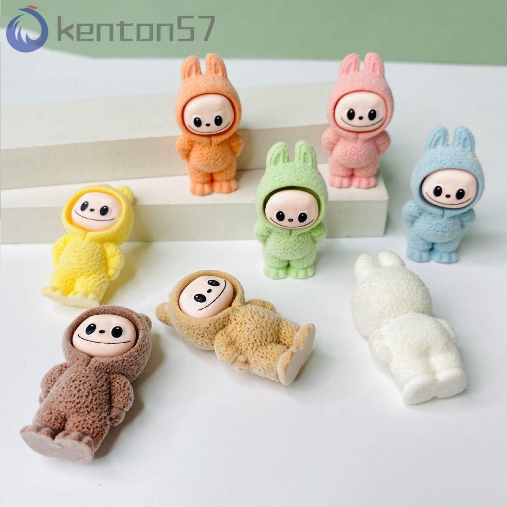 KENTON Flocking Labubu Dolls, Flocking Mini Cartoon Flocking Labubu Toy ...