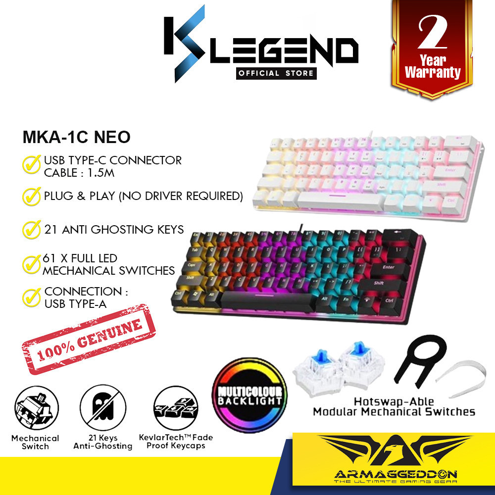 Armaggeddon MKA 1C Neo LED Backlight Mechanical Gaming Keyboard | 61 ...