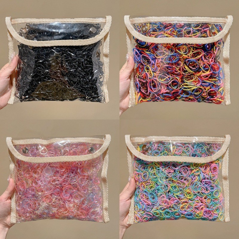 200-2500pcs Set Hair Ties Korean Fashion Simple High Elastic Rubber ...