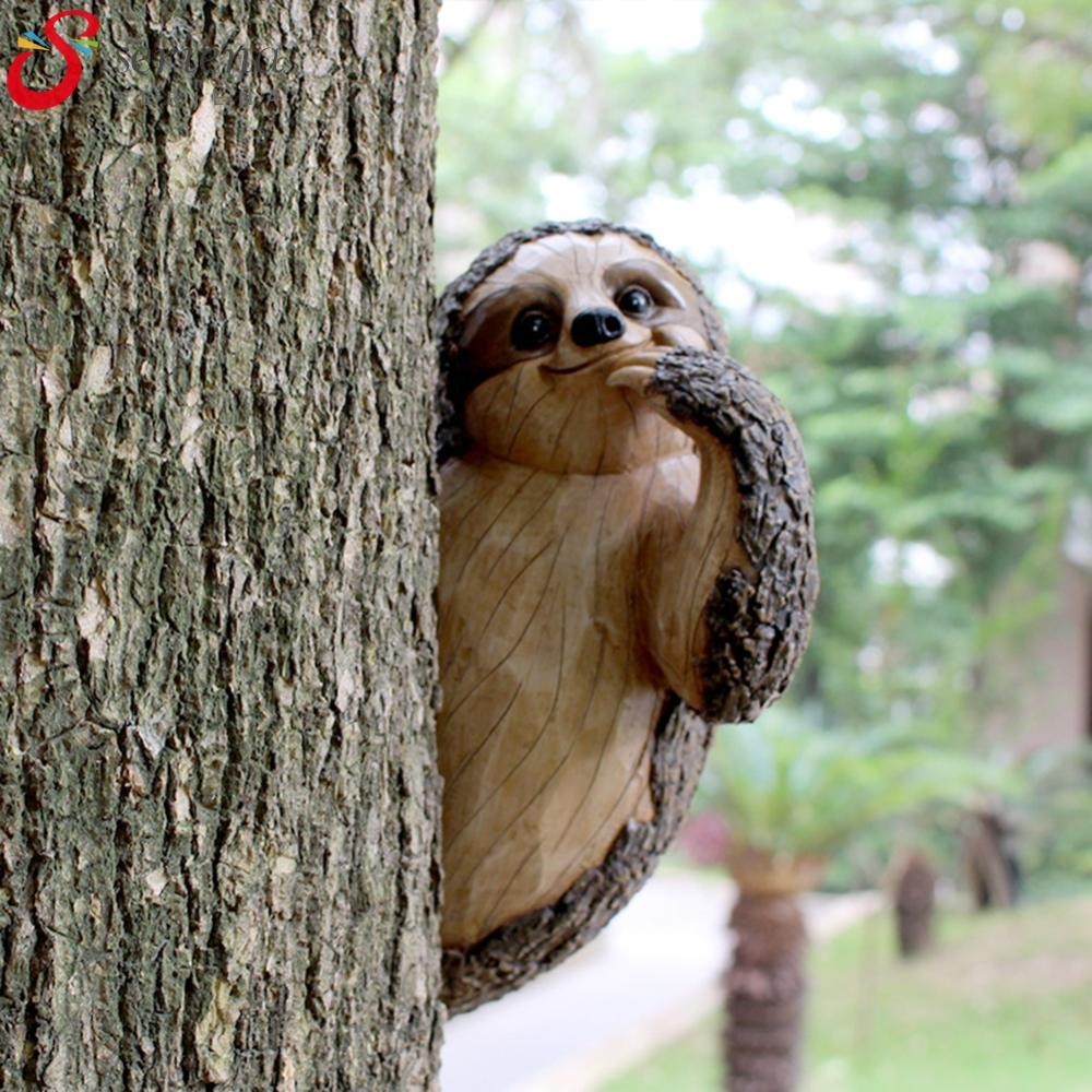 [Seriena.my] Sloth Tree Hugger Adorable Tree Sculpture Resin Cute ...