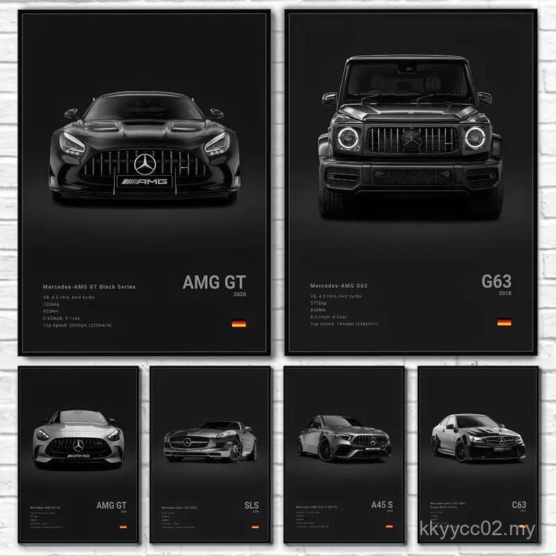 Black Famous Car M-Mercedes-B-Benz-AMG GT G C63 300 500SL EVO A45 SLS R ...