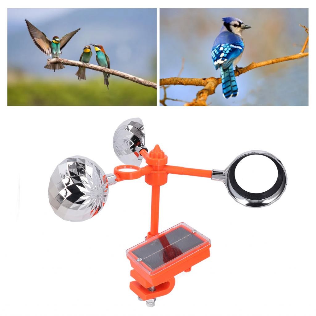 Solar Voice Bird Deterrent 3 Rotating Prisms Reflective Seagull Scare Device For Outdoor Orchard Field Power Grid