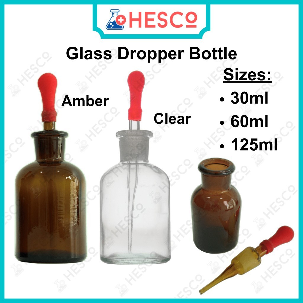 Clear & Amber Glass Dropper Bottle Botol Penitis Kaca – 30ml, 60ml ...