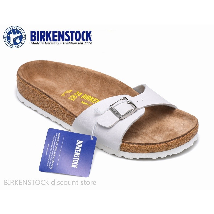 Birkenstock Madrid Classic Men Women White Cork Mate White Slippers 34 