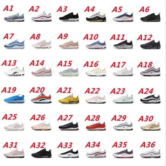 92 Colors Nike Air Max 97 Beige Black Sport Shoes Breathable Running ...