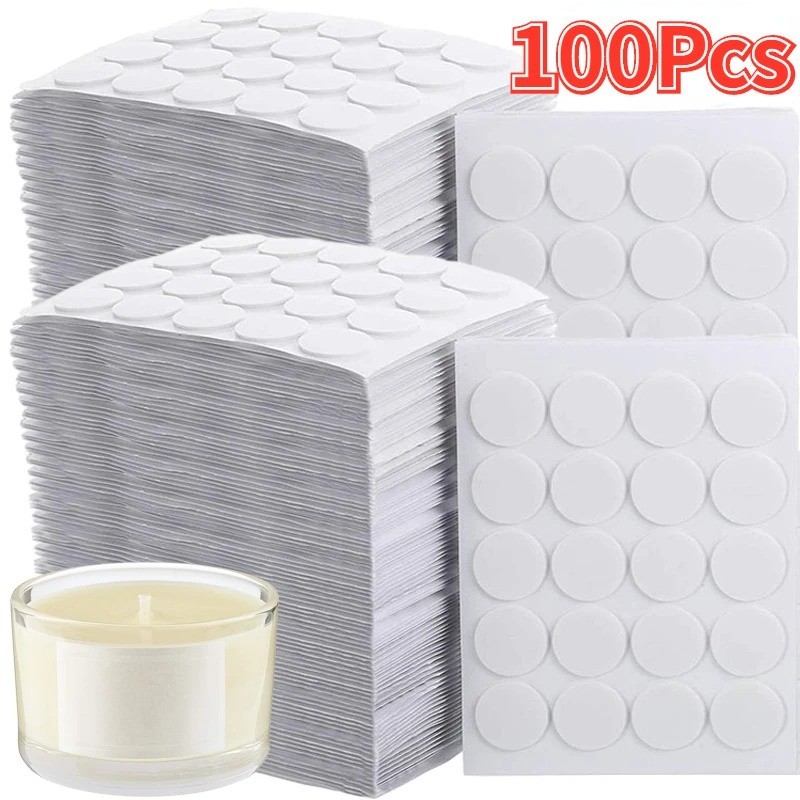 100Pcs 15mm Self-adhesive Candle Wick Stickers DIY Candle Making Double ...